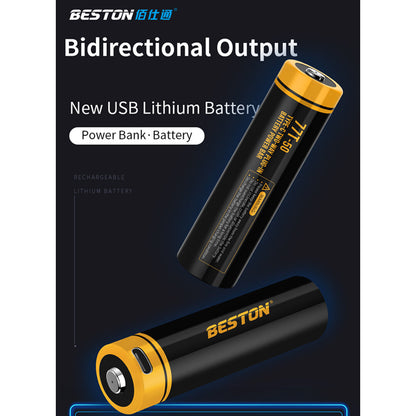 Beston 1pc 21770 77T-50 Type C 5000mah Li-ion Rechargeable Battery Two Way Plug In Black Yellow 77T50