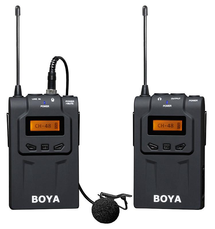 BOYA BY-WM6 UHF Professional Wireless Omnidirectional Lavalier Lapel Microphone System 48 Optional Channels for DSLR ENG EFP DV Video Camera