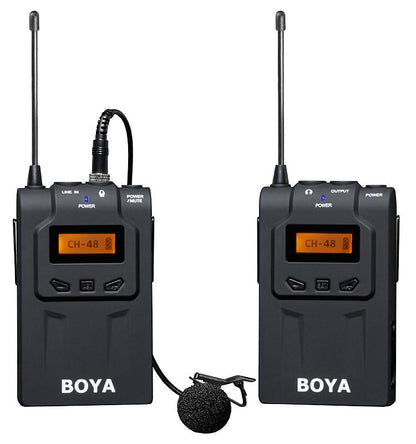 BOYA BY-WM6 UHF Professional Wireless Omnidirectional Lavalier Lapel Microphone System 48 Optional Channels for DSLR ENG EFP DV Video Camera