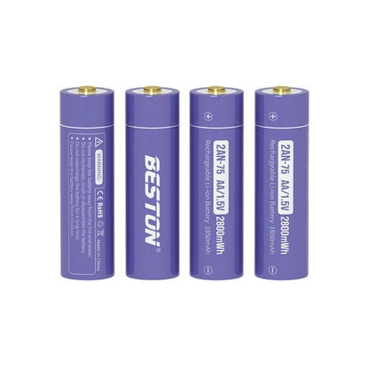 Beston 4pcs AA 1.5V 2800mWh 2AN-75 Li-ion Rechargeable Batteries