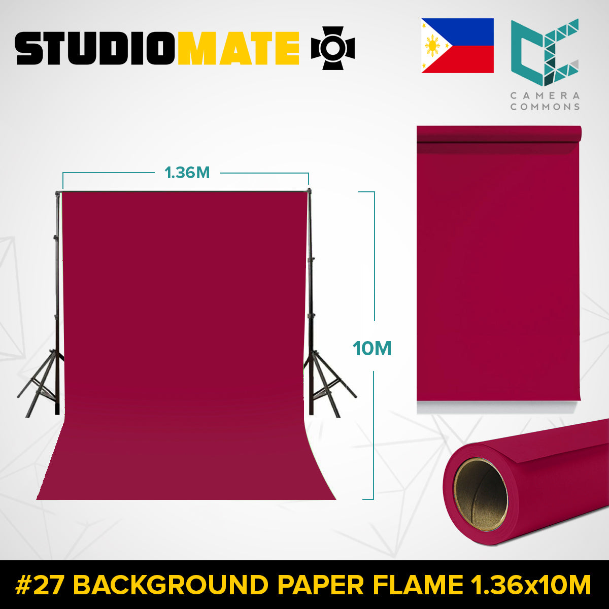 Studiomate Seamless Photography Videography Backdrop Background Paper 1.36x10m / 4.46 x 32 ft Studio Equipment