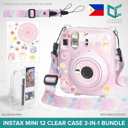 Clear Glitter Case for Fujifilm Instax Mini 11 Mini 12 Camera Transparent Protective Crystal Cover