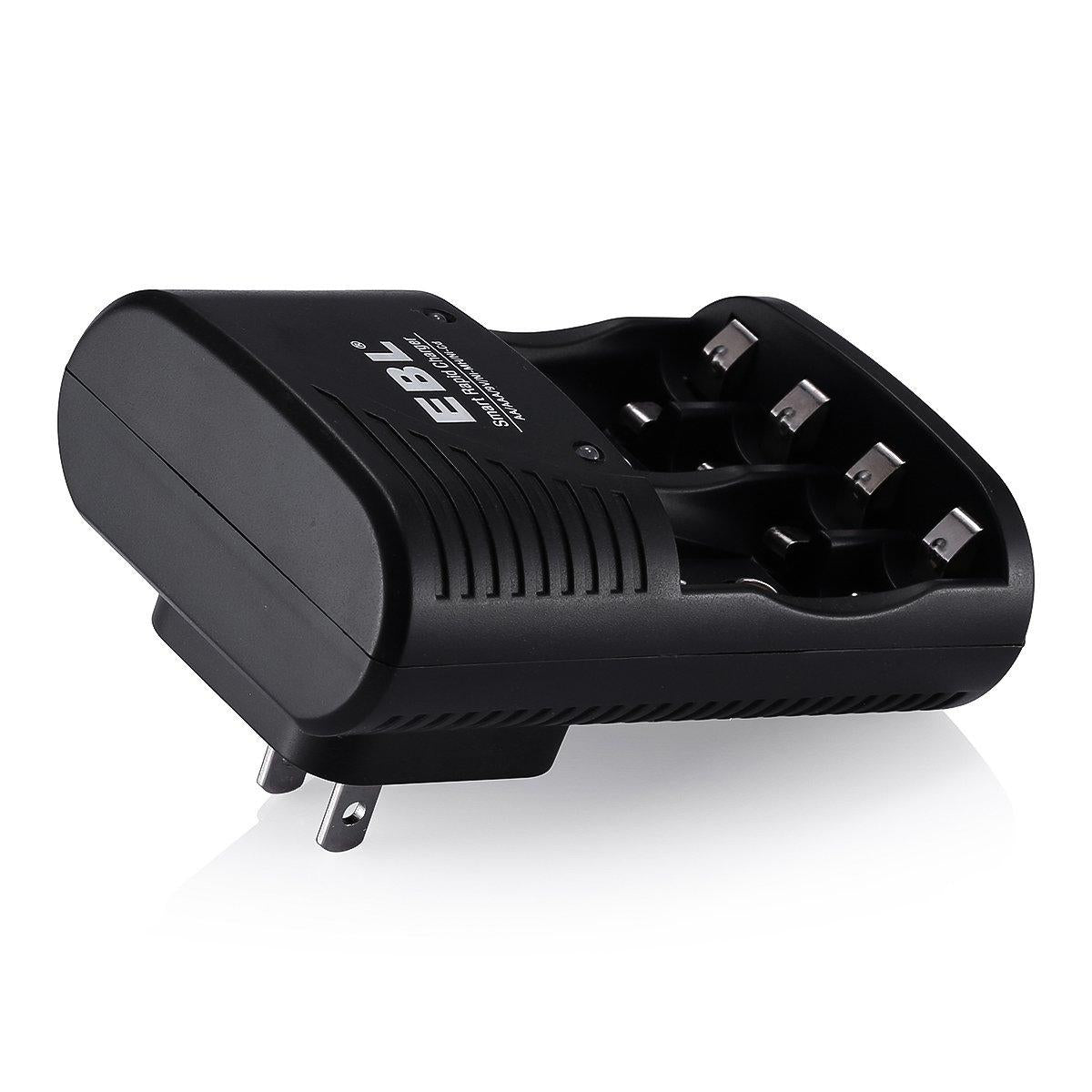 EBL 4 Bay Smart Rapid Battery Charger for AA , AAA , 9V , Ni-MH , Ni-CD Rechargeable Batteries NiMH NiCD Camera Commons PH
