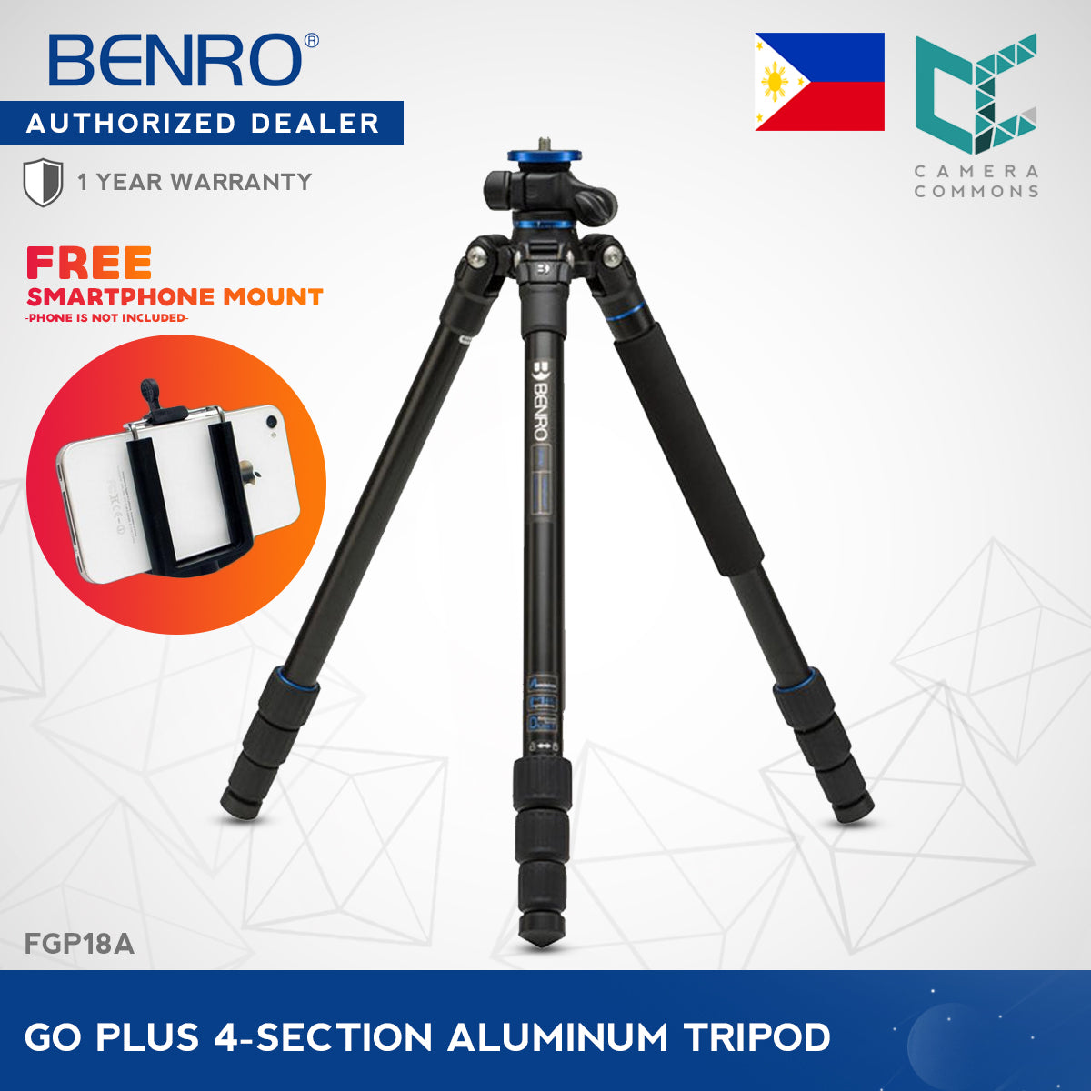 Benro FGP18A Go Plus 4-Section Aluminum Travel Tripod