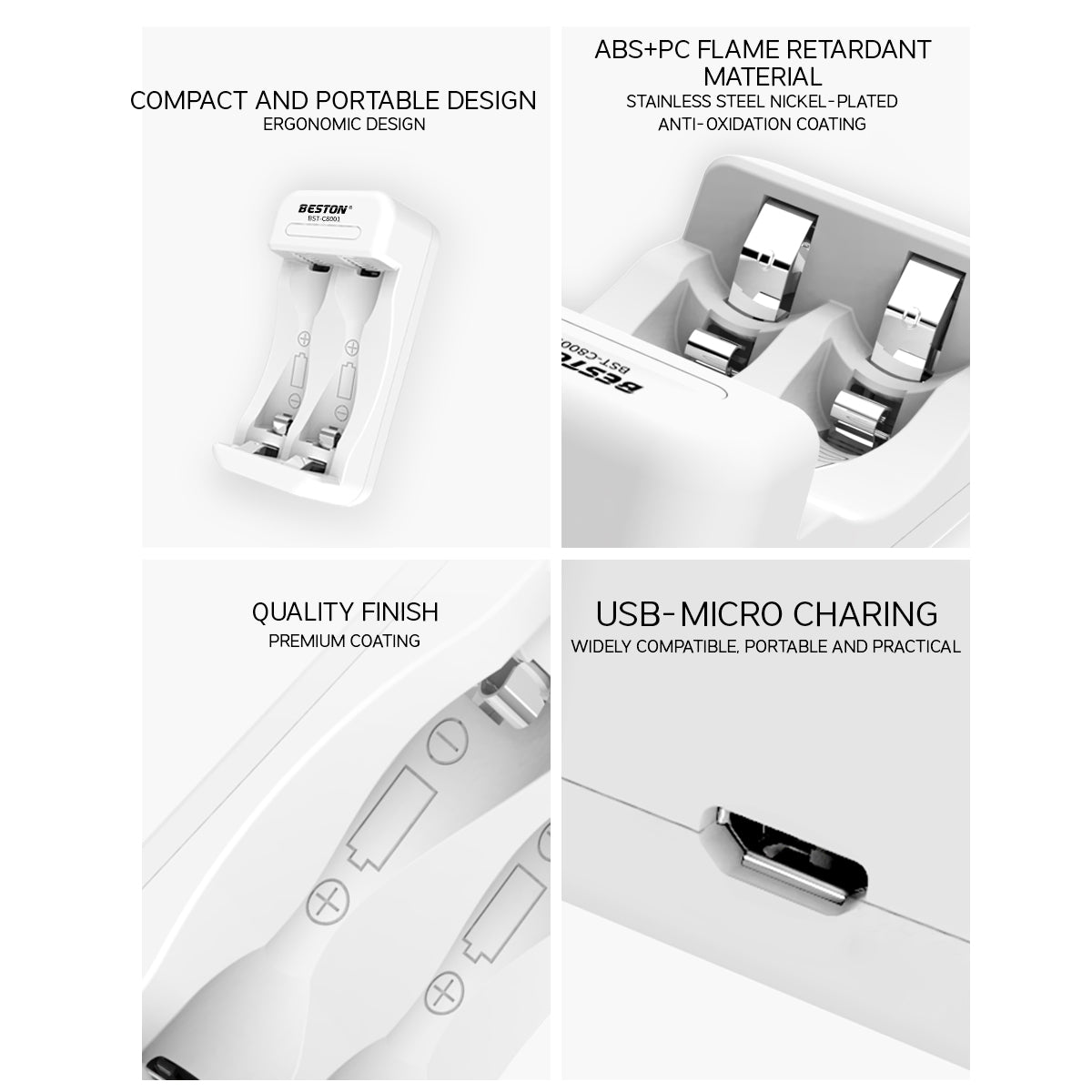 Beston C8001 2-Bay Charger Battery Charger for AA / AAA Rechargeable Battery BST-C8001