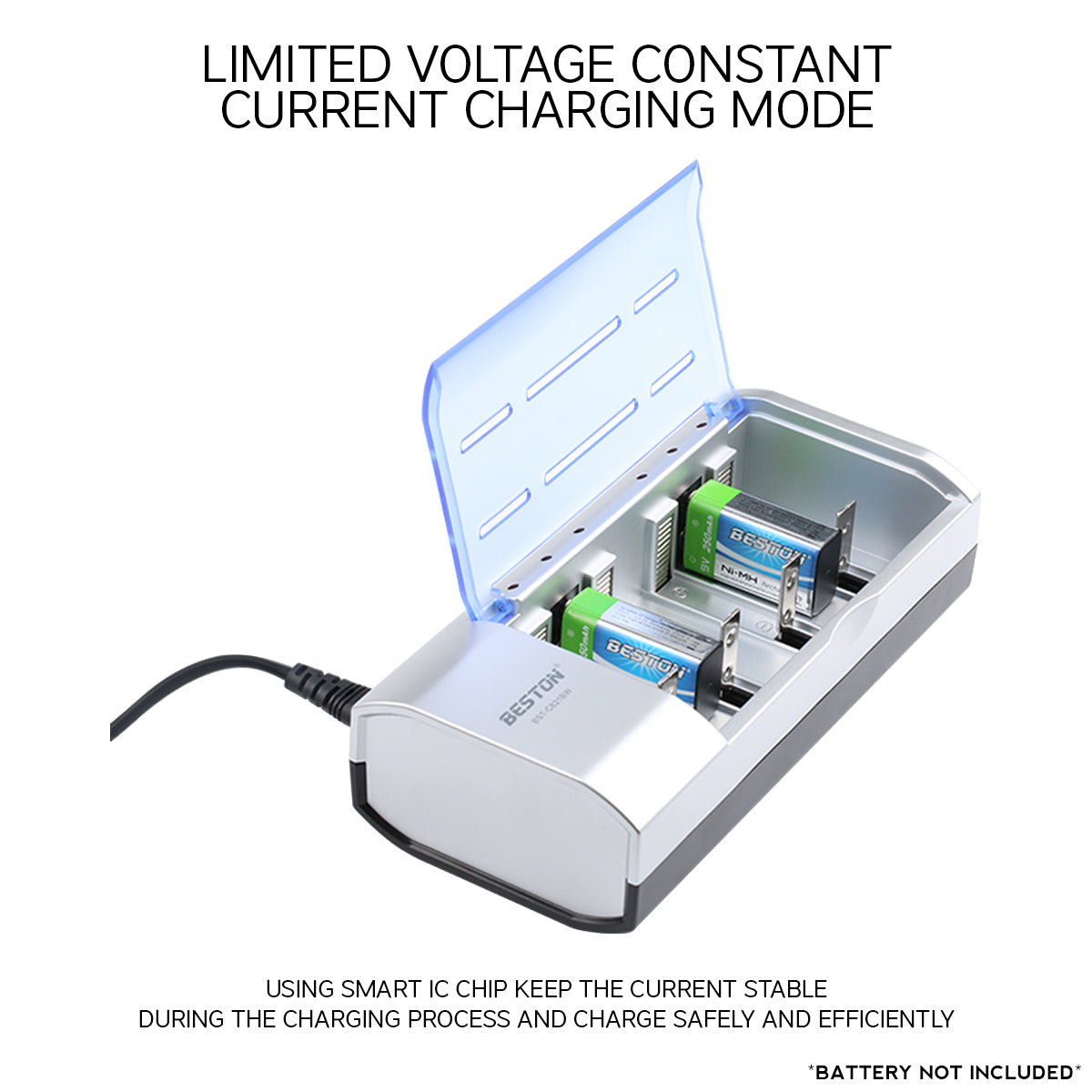Beston C821BW 6 Bay Multifunction Ni-MH Battery Charger for AA AAA D Size C Size 9V NIMH