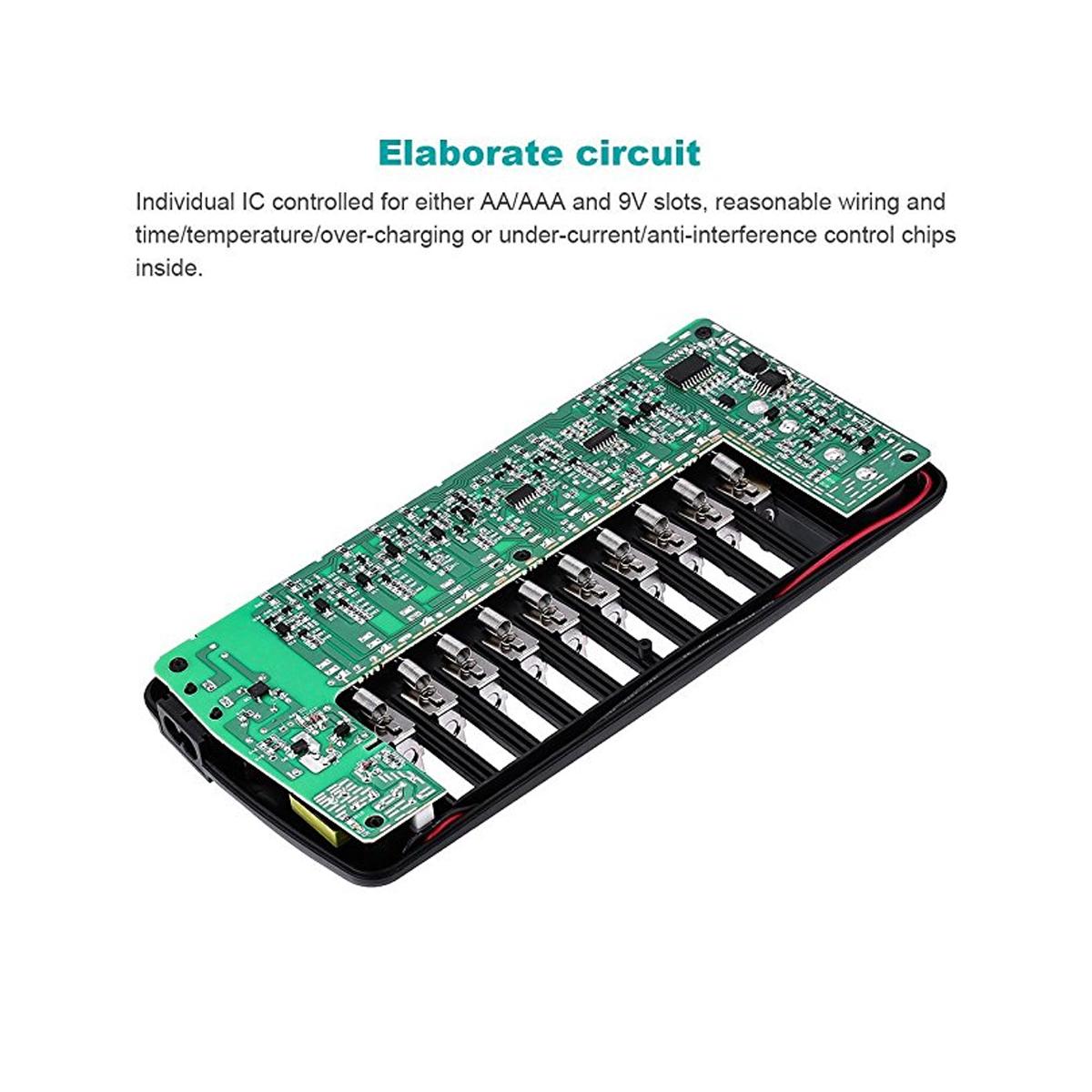 EBL 12 Bay Smart Battery Charger for AA , AAA , 9V , Ni-MH , Ni-CD , Li-On Rechargeable Batteries LiOn NiMH NiCD Camera Commons PH