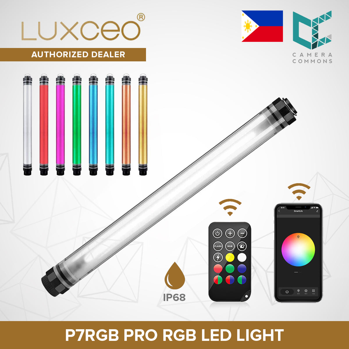 LUXCEO P7RGB Pro LED RGB Light Tube with Clip for Photography and Video Waterproof Rechargeable Color Wand