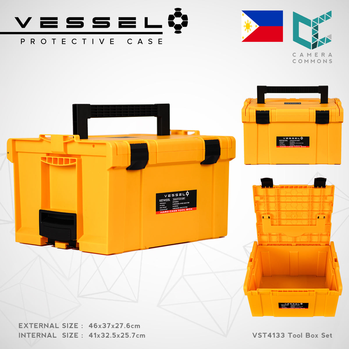 VESSEL VST4133S Small Hard Case Tool Box For Hardware Tools and Equipment VST4133 Stackable