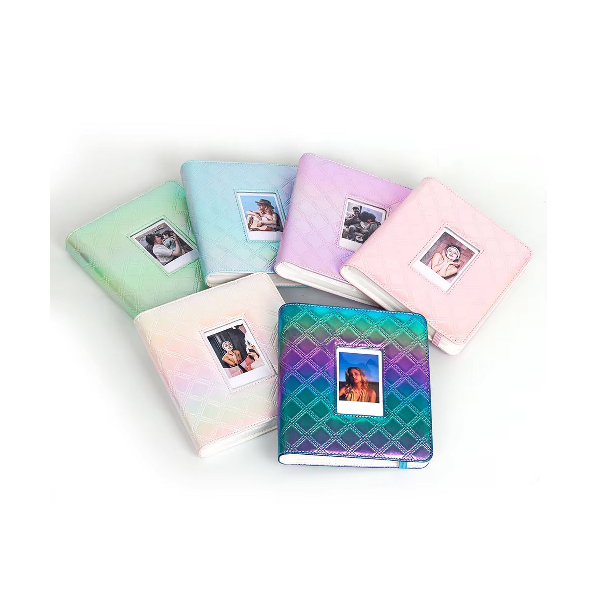 CLEARANCE Caiul 288 Sheets Mini Photo Album Hollow Iridescent Silver Pink