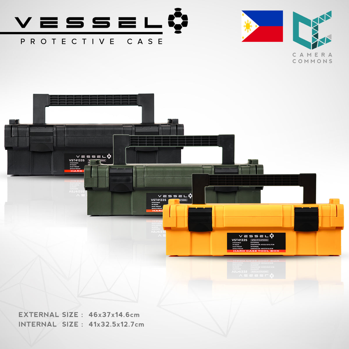 VESSEL VST4133S Small Hard Case Tool Box For Hardware Tools and Equipment VST4133 Stackable