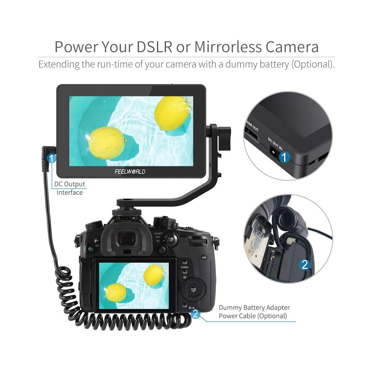 FEELWORLD F6 Plus 5.5" F6 Plus V2 6" Video Monitor 4K HDMI for Camera Studio Equipment