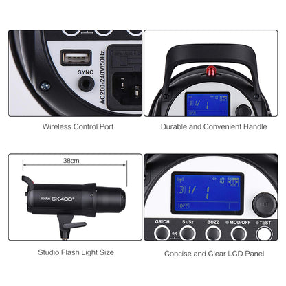 Godox SK400II Studio Flash Monolight (2-Light Studio Kit) Photography Lighting