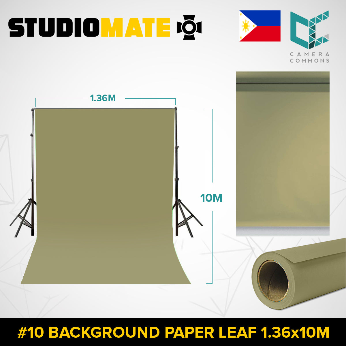 Studiomate Seamless Photography Videography Backdrop Background Paper 1.36x10m / 4.46 x 32 ft Studio Equipment
