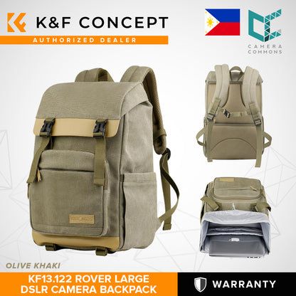 K&F Concept Rover Olive Khaki Professional Camera Backpack with Removable DSLR Case fit up to 15.6" Laptop - 18L | KF13.122