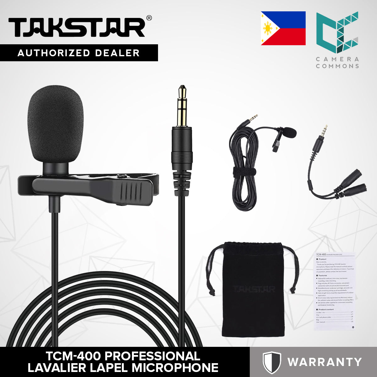 Takstar TCM-400 Lavalier Lapel Microphone Wired Audio Equipment TCM400