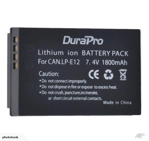 DuraPro LP-E12 1800mAh Battery for Canon EOS M M2 100D Kiss X7 Rebel SL1
