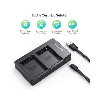 RAVPower NP-W126S Camera Battery Charger with 2pcs Batteries Set for Fujifilm Fuji Cameras NPW126S