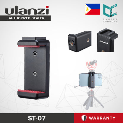 Ulanzi ST-07 Smartphone Phone Holder with Cold Shoe & 1/4 Hole Connector for Camera Vlog Setup 1764
