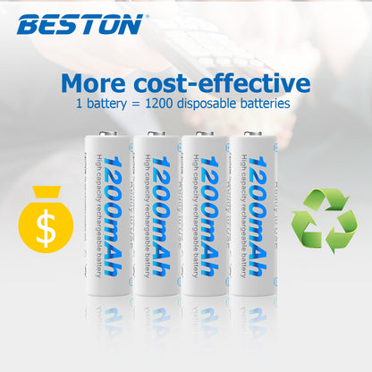 Beston 1200mAh Rechargeable Battery NiMH AA 1.2V High Capacity 1pc 2pcs 4pcs 8pcs 12pcs