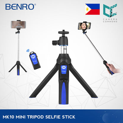 Benro MK10 Mini Tripod Selfie Stick for Mobile Phones, Action Camera GoPro 1/4 tripod mount with Bluetooth Control
