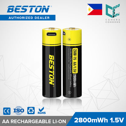 Beston 2800mwh 1850mah AA Rechargeable Li-ion Battery with Micro USB Input 2AM-75