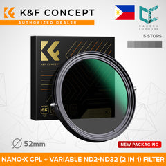 K&F Concept Variable Fader ND2-ND32 ND Filter + CPL Circular Polarizing Filter 2 in 1 for Camera Lens | 49mm 52mm 58mm 62mm 67mm 72mm 77mm 82mm