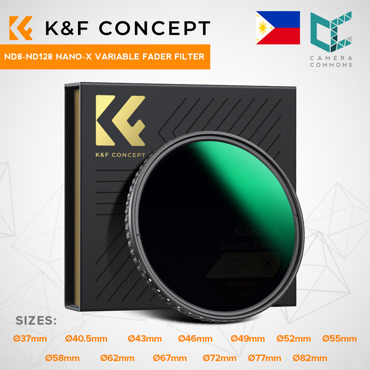 CLEARANCE K&F Concept ND8 to ND128 Variable Neutral Density Filter Slim Fader ND Filter Nanotec Ultra-Slim 37mm 40.5mm 43mm 46mm 52mm 55mm 58mm 62mm 67mm 72mm 77mm 82mm