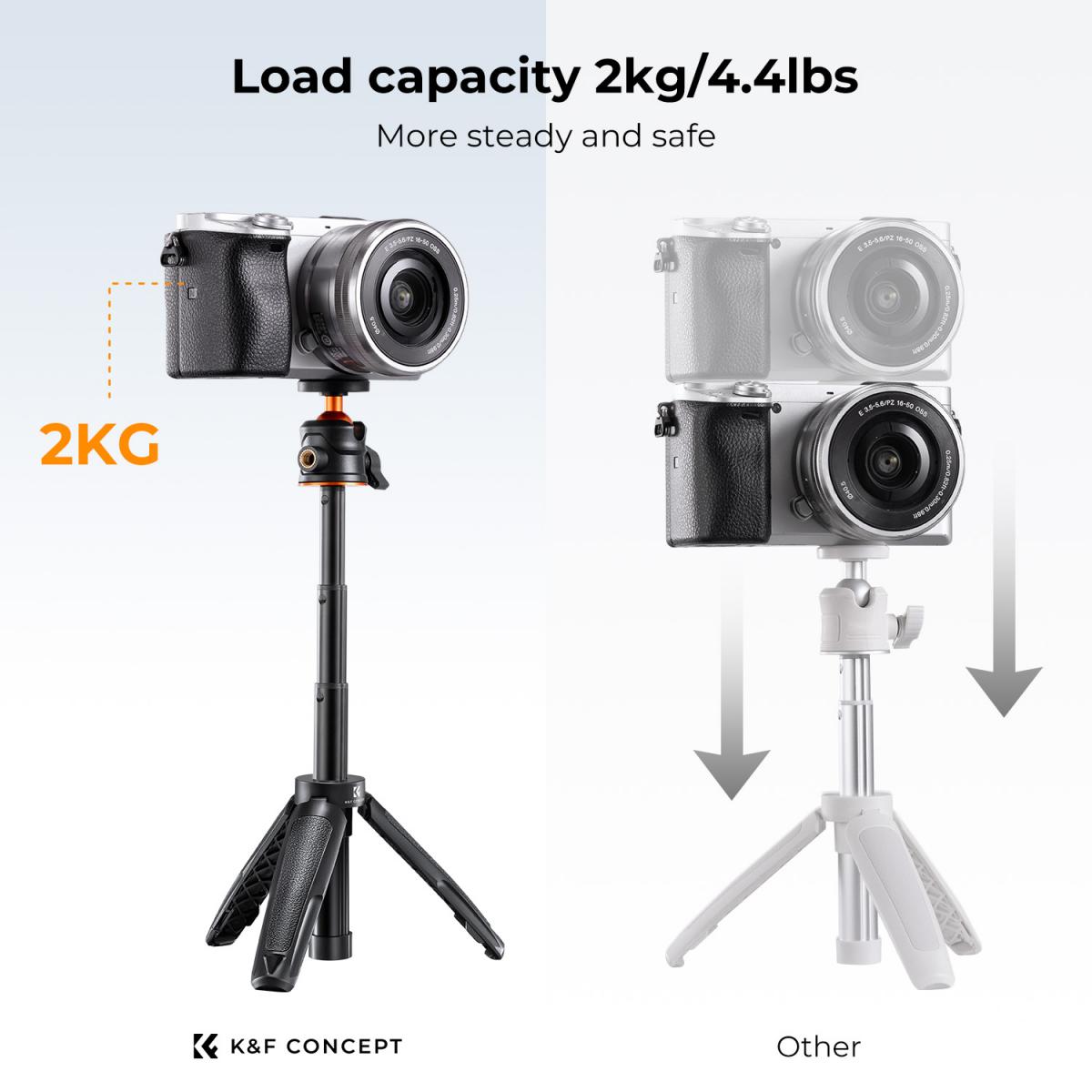 K&F Concept MS02 MS09 13.4'' 34cm Phone Tripod Desktop Stand Selfie Stick with Bluetooth Remote Control