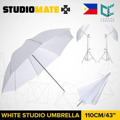 STUDIOMATE 110cm / 43inches White Umbrella Studio Photography Diffuser Umbrella for Camera Flash or Strobe