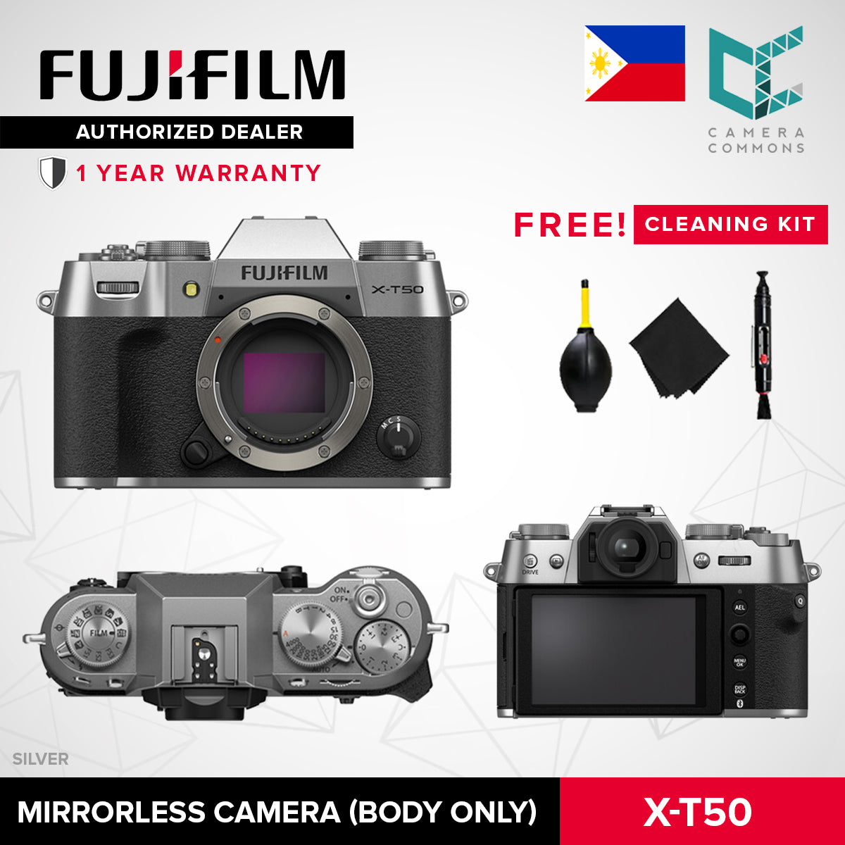FUJIFILM X-T50 Mirrorless Camera Body 40.2MP Film Simulation Dial 7-Stop In-Body Image Stabilization