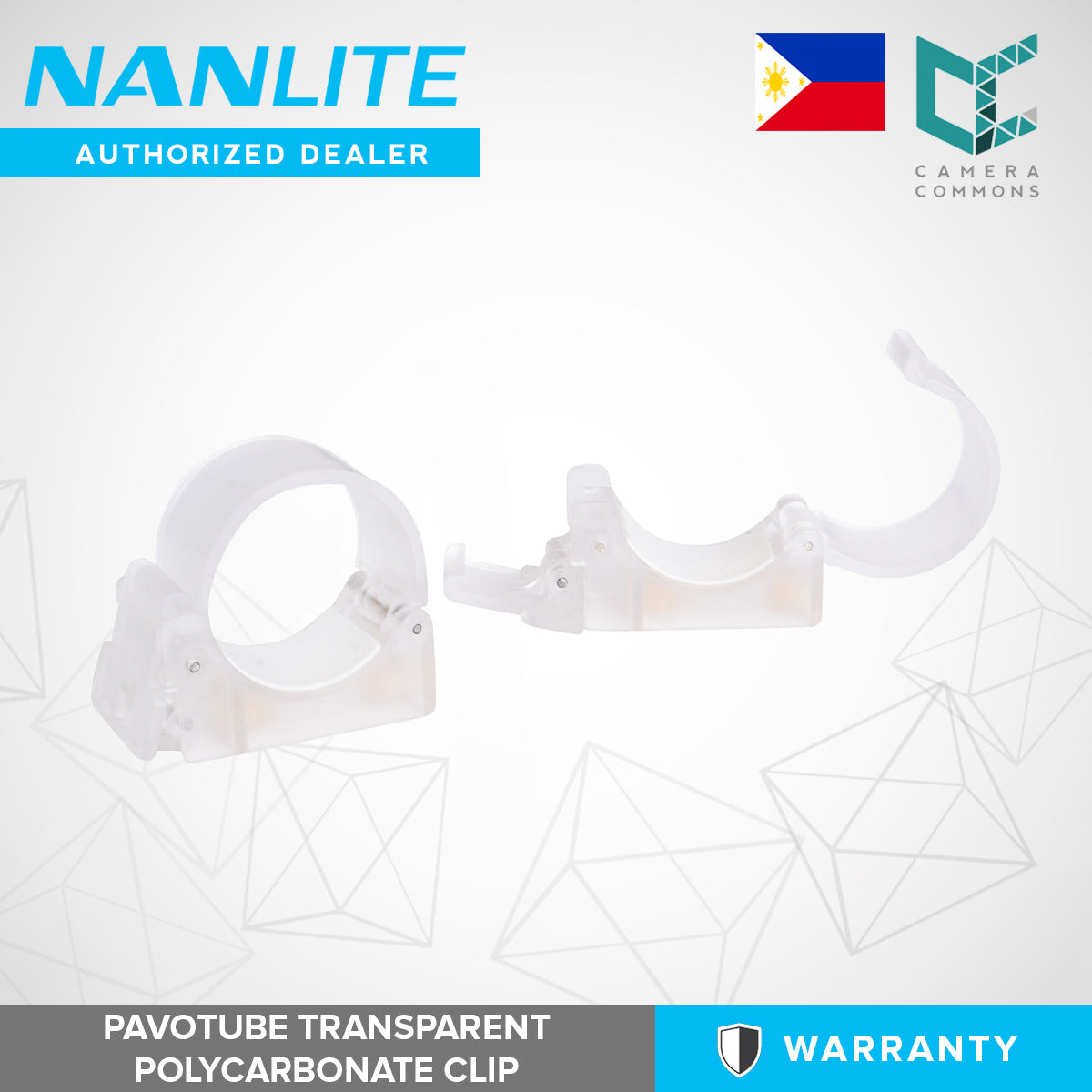 Nanlite Pavotube Transparent Polycarbonate T12 LED Tube Mounting Clip with 1/4-20in Receivers HD-T12-1-C