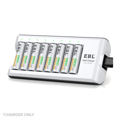 EBL 8 bay Smart Charger LN-6499 for AA AAA NIMH NICD Rechargeable Batteries LN6499