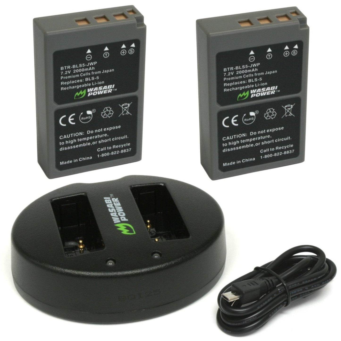 Wasabi Power BLS-5 BLS-50 PS-BLS5 Dual Kit Battery Charger for Olympus Cameras BLS5