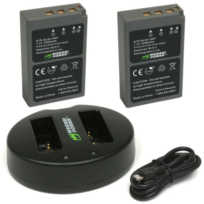 Wasabi Power BLS-5 BLS-50 PS-BLS5 Dual Kit Battery Charger for Olympus Cameras BLS5