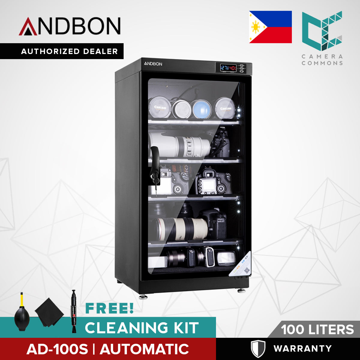 Andbon AD-100S 100L Electronic Automatic Digital Control Dry Cabinet Storage AD100S
