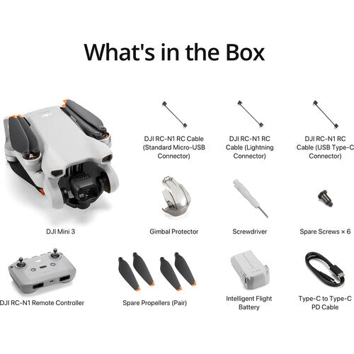 DJI Mini 3 Drone with RC-N1 Remote Controller 4K30 Video 12MP Stills 6.2-Mile Range with OcuSync