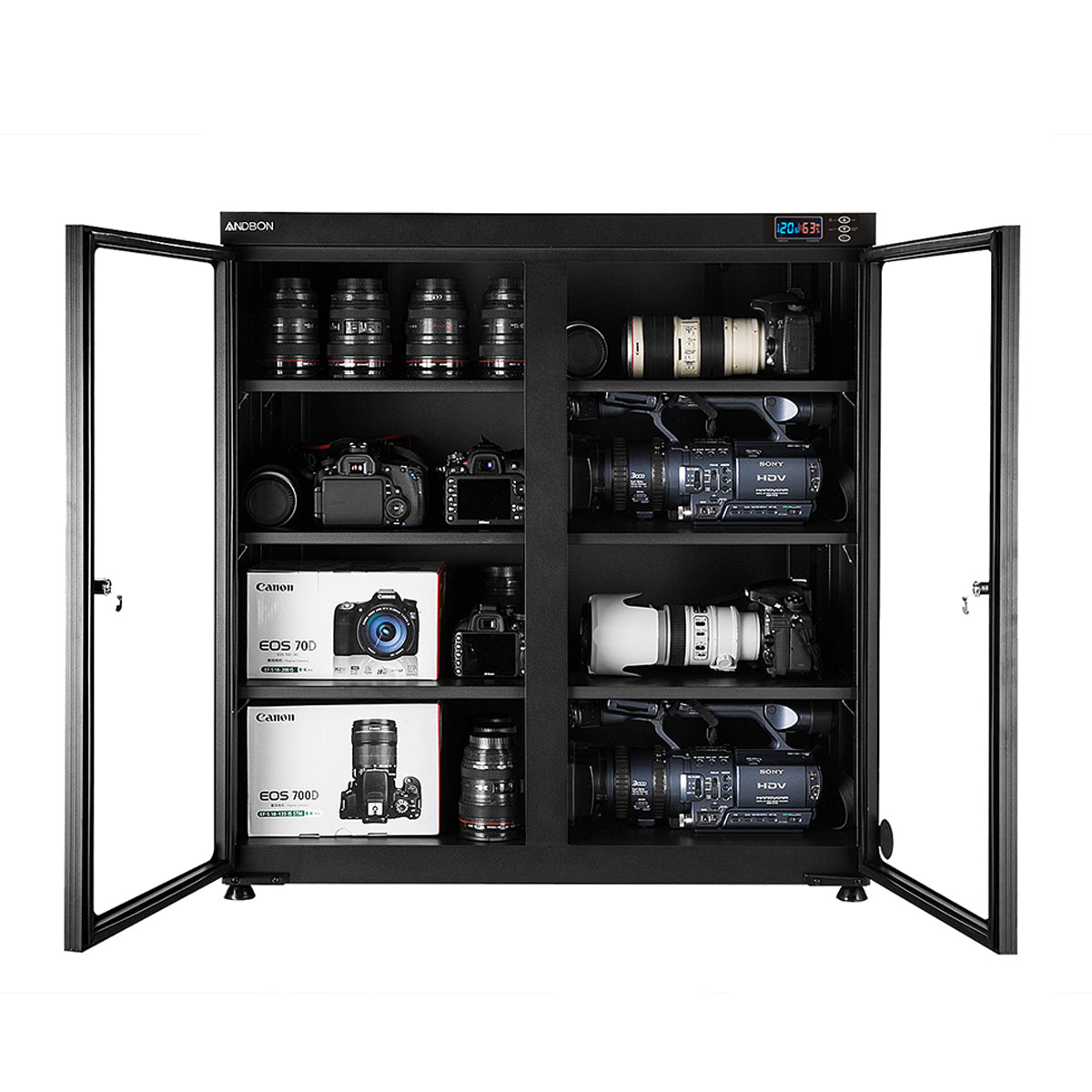 Andbon AD-250S Dry Cabinet Box Storage 250L Digital Display Automatic Humidity Controller Double Door for Camera Gear
