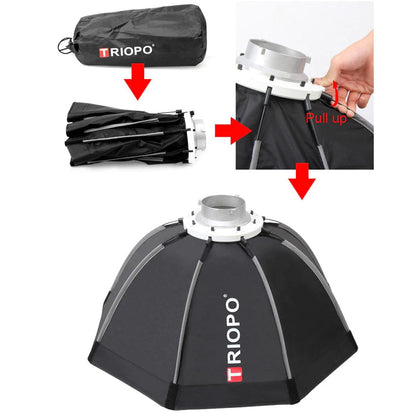 Triopo 65cm Softbox Bowens Mount Octagon Portable Umbrella for Studio Video Photography Outdoor