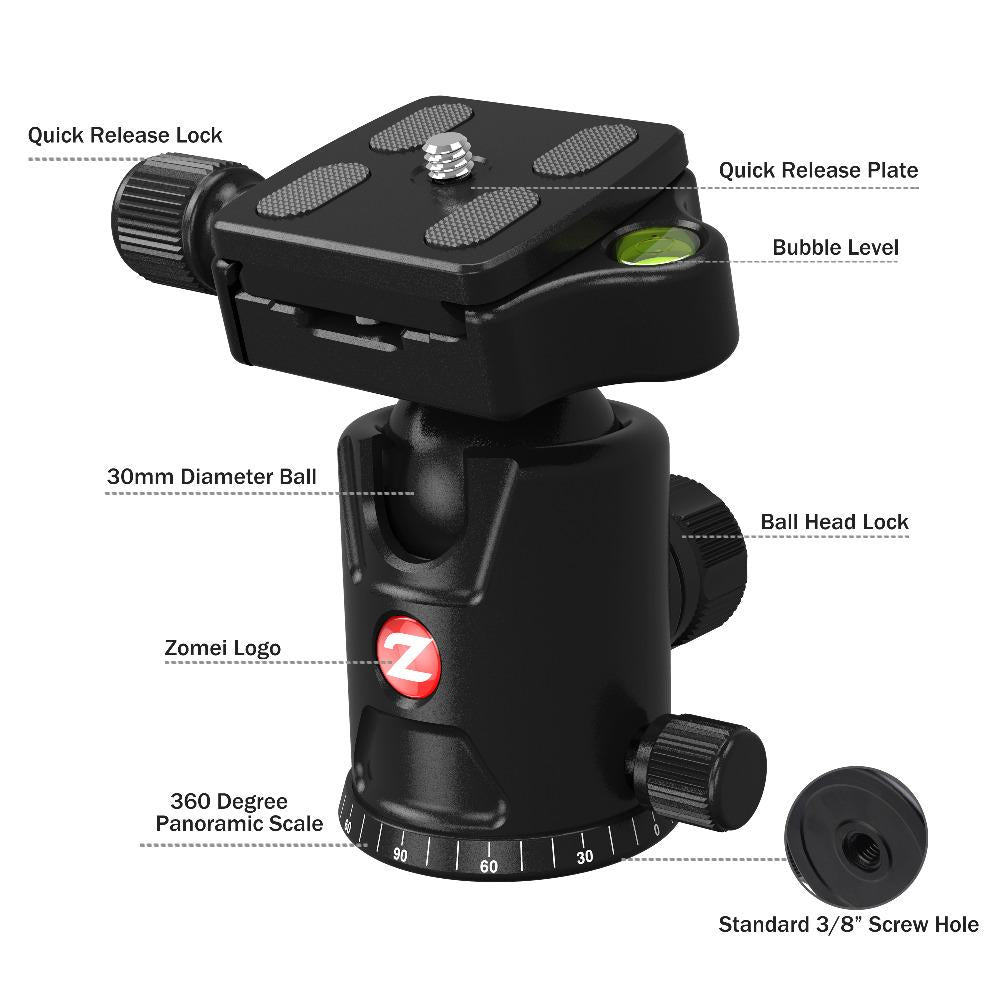 Zomei M8 Right Angle Tripod 90 Degrees Travel Compact Aluminium Monopod with Ball Head for Flat Lay