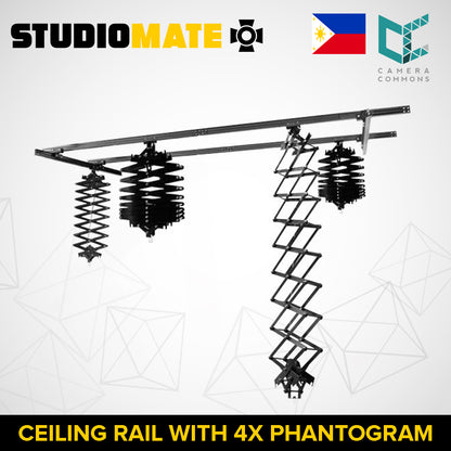 STUDIOMATE SM42 3m x 3m Ceiling Track Railing System with 4 Phantogram  Studio Accessories