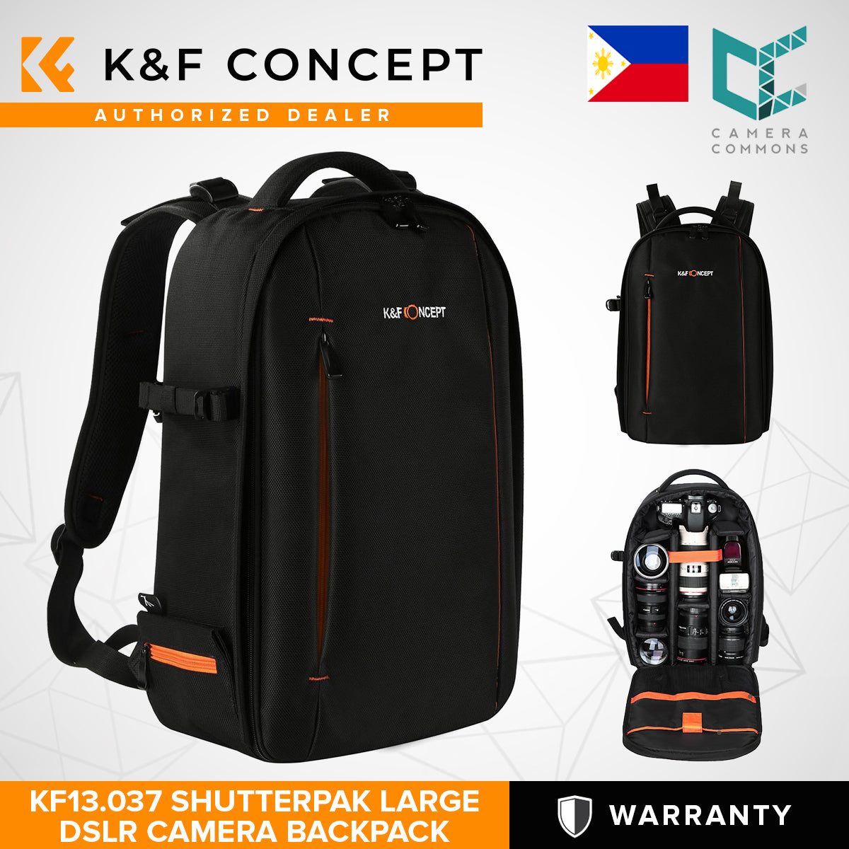 K&F Concept Nylon Large DSLR Camera Backpack for DSLR Mirrorless Camera Travel Photography Bag - KF13.037 SHUTTERPAK LARGE