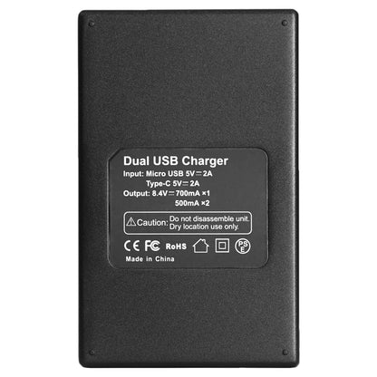 BESTON NP-W126 LCD Dual USB Charger (Micro USB Type-C) for Fujifilm Batteries NPW126