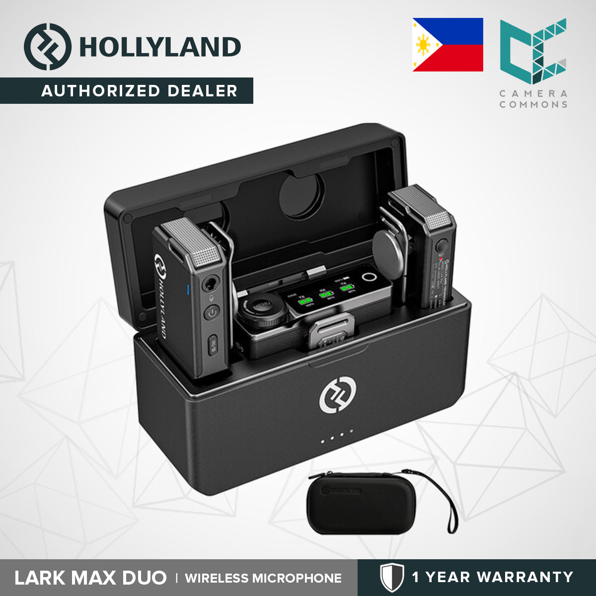 Hollyland Lark Max DUO 2-Person Wireless Microphone System (2.4 GHz, Black) Professional Audio Equipment