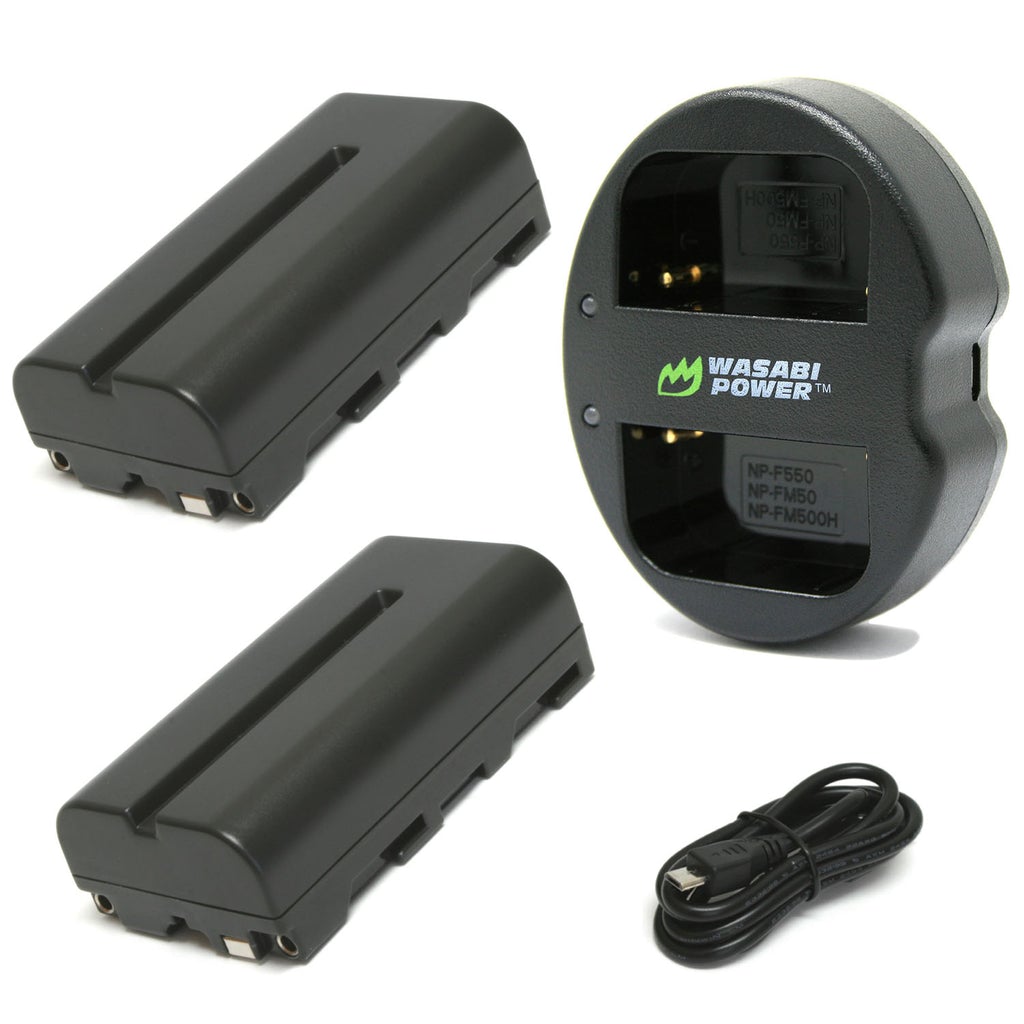 Wasabi Power NP-F330 NP-F530 NP-F550 NP-F570 Dual Kit Battery Charger for Sony Cameras NPF550