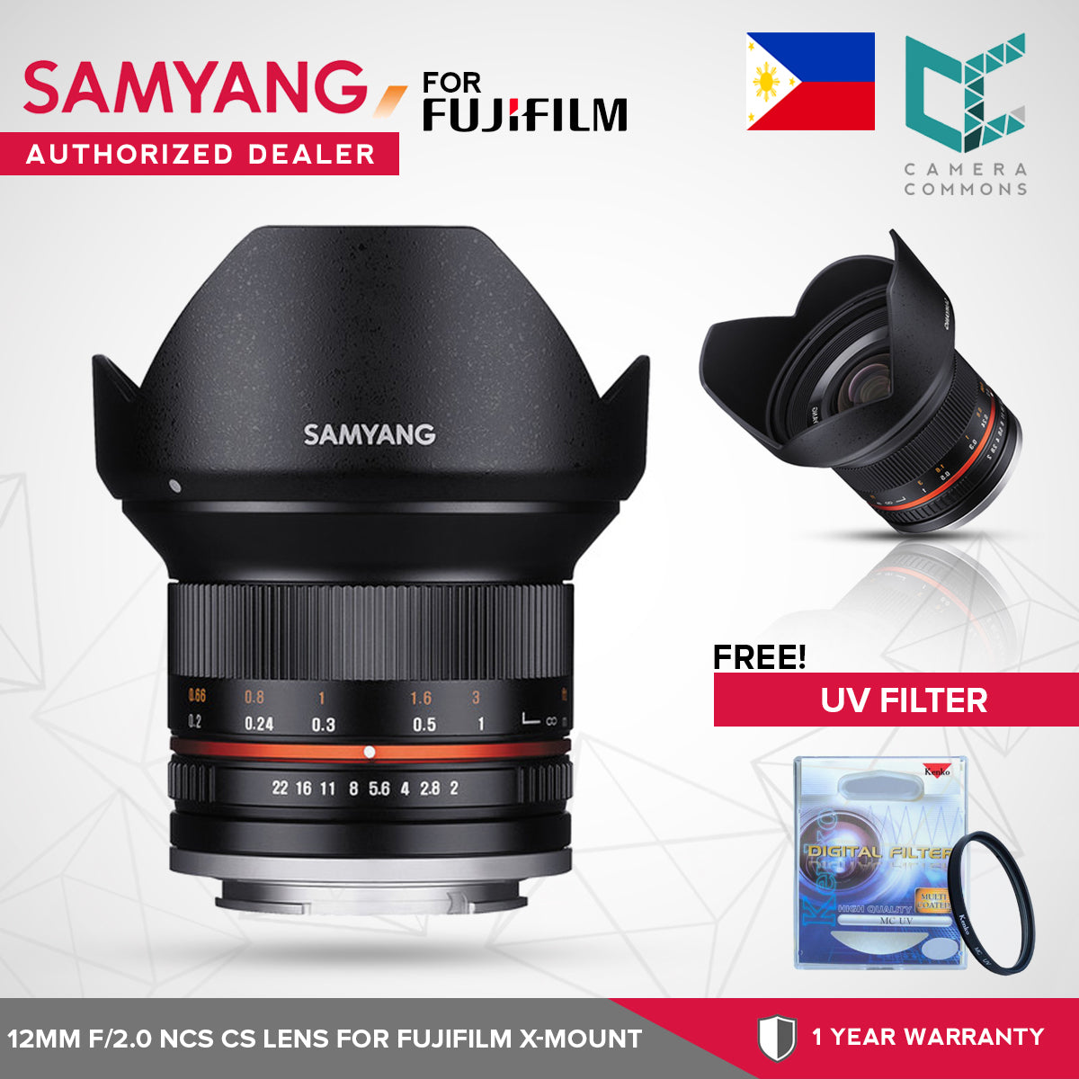 Samyang 12mm f/2.0 NCS CS Lens for Fujifilm X-Mount