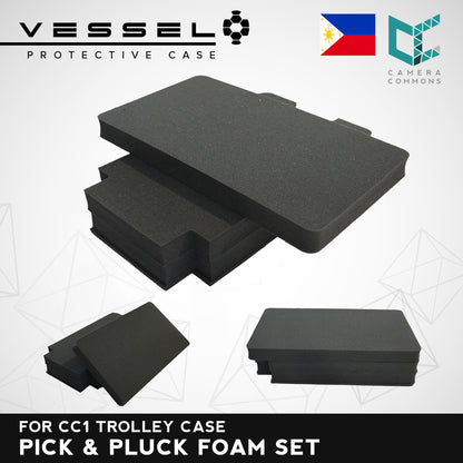 VESSEL Pre Cut Pick and Pluck Foam for CC1 Trolley Hard Case | Foam Only