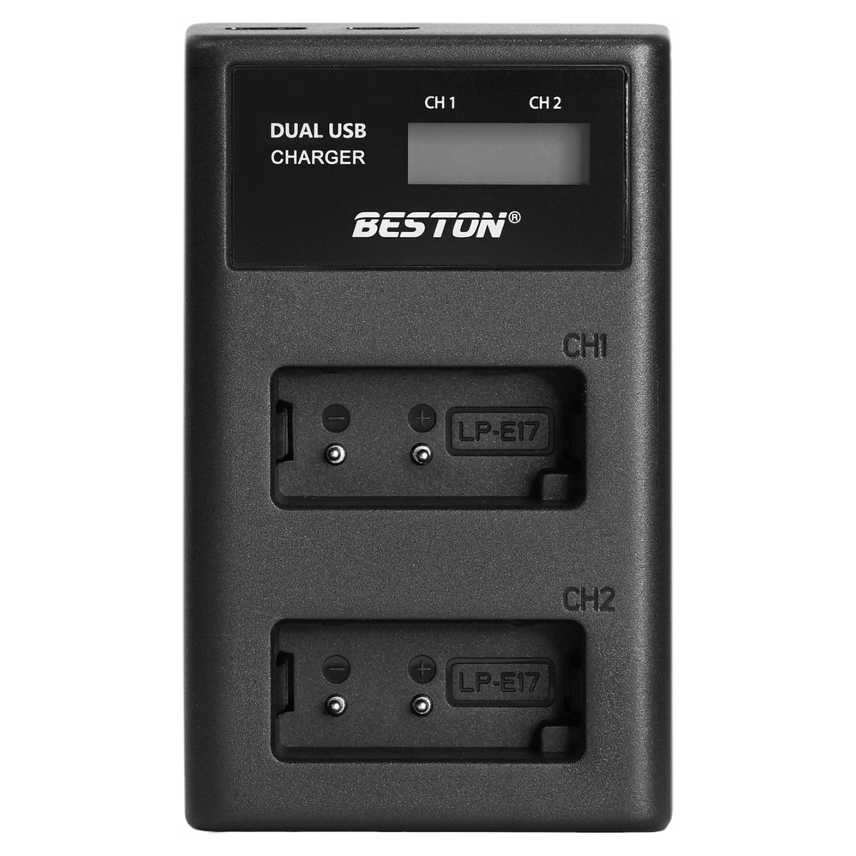 BESTON LP-E17 LCD Dual USB Charger (Micro USB Type-C) for Canon Camera Batteries LPE17