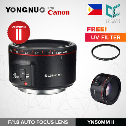 Yongnuo YN50mm f/1.8 II Lens for Canon EF DSLR Cameras 50mm Version 2