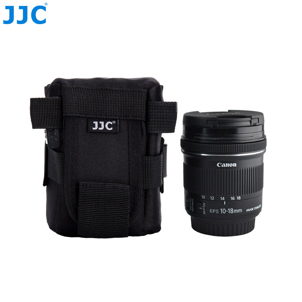 JJC Lens Pouch – Compact Padded Camera Lens Case with Belt Loop, Secure Velcro Flap & Zipper Top